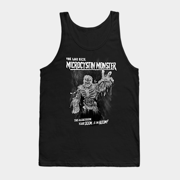 The Lake Erie Microcystin Monster  (Black and White) Tank Top by RetroHunterX